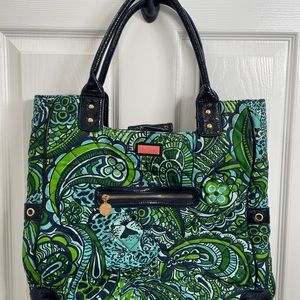 Lilly Pulitzer Quilted blue green tote bag